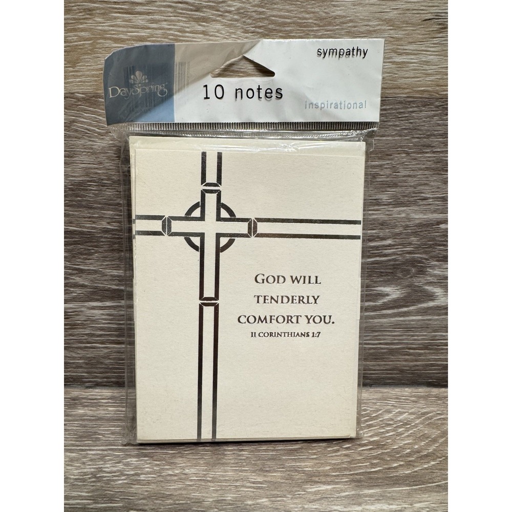 Set of 10‎ Religious SYMPATHY Cards + Envelopes by Dayspring Silver Foil Blank